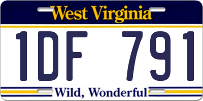 WV license plate 1DF791