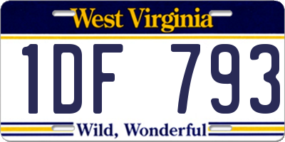 WV license plate 1DF793