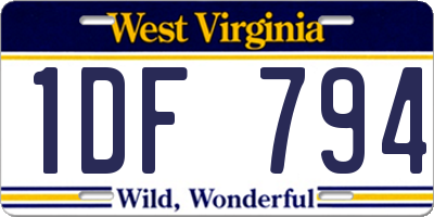 WV license plate 1DF794