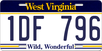 WV license plate 1DF796