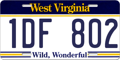 WV license plate 1DF802