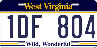 WV license plate 1DF804