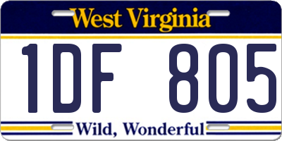 WV license plate 1DF805