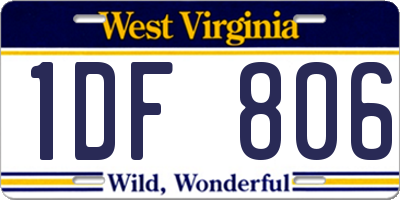 WV license plate 1DF806