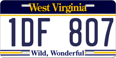 WV license plate 1DF807