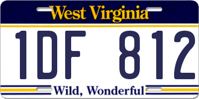 WV license plate 1DF812