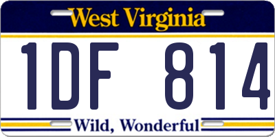 WV license plate 1DF814