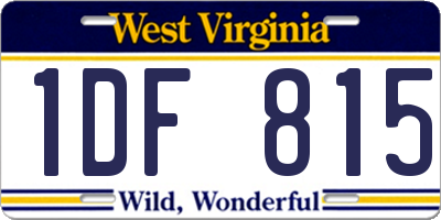 WV license plate 1DF815