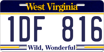 WV license plate 1DF816