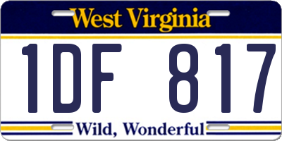 WV license plate 1DF817