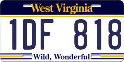 WV license plate 1DF818