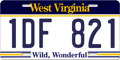 WV license plate 1DF821