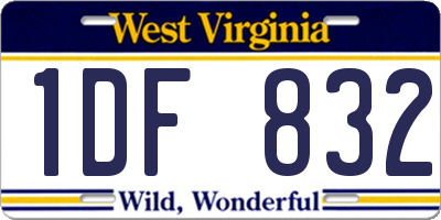 WV license plate 1DF832