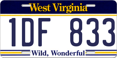 WV license plate 1DF833