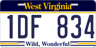 WV license plate 1DF834