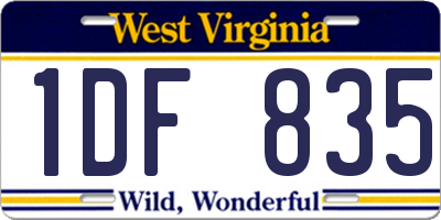 WV license plate 1DF835