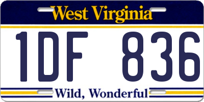 WV license plate 1DF836