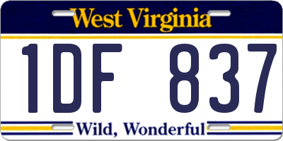 WV license plate 1DF837