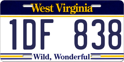 WV license plate 1DF838