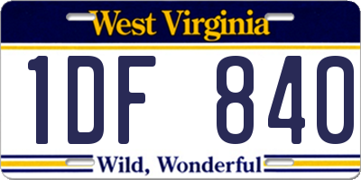 WV license plate 1DF840