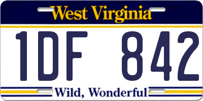 WV license plate 1DF842
