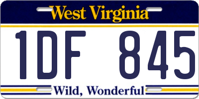WV license plate 1DF845
