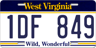 WV license plate 1DF849