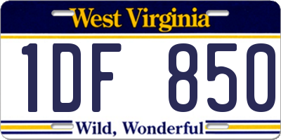 WV license plate 1DF850