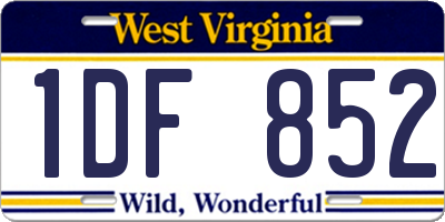 WV license plate 1DF852