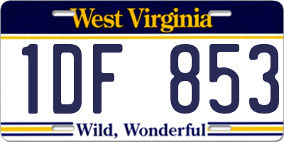 WV license plate 1DF853