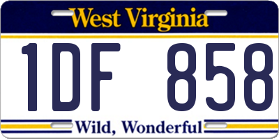 WV license plate 1DF858