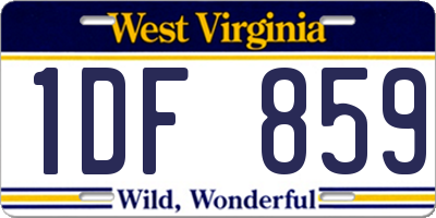 WV license plate 1DF859