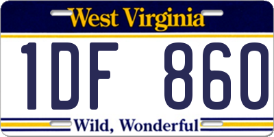 WV license plate 1DF860