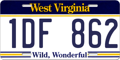 WV license plate 1DF862