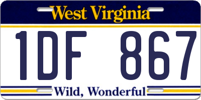 WV license plate 1DF867