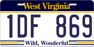 WV license plate 1DF869