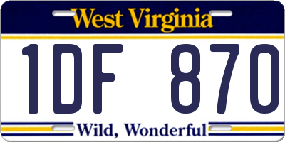 WV license plate 1DF870