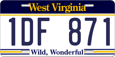 WV license plate 1DF871