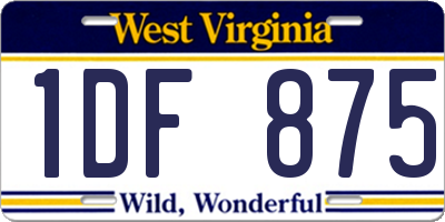 WV license plate 1DF875