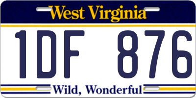WV license plate 1DF876