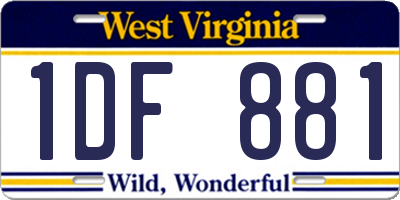 WV license plate 1DF881