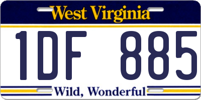 WV license plate 1DF885