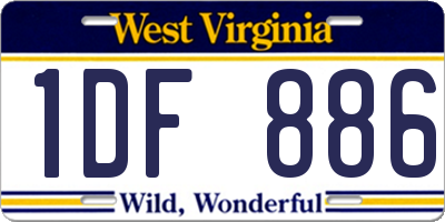 WV license plate 1DF886