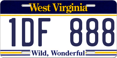 WV license plate 1DF888