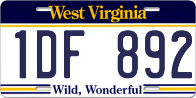 WV license plate 1DF892