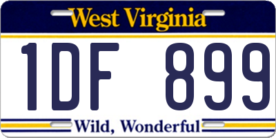 WV license plate 1DF899