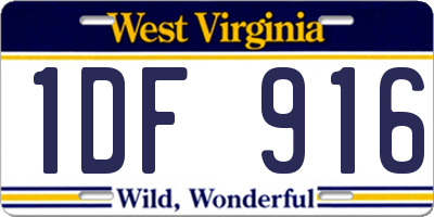 WV license plate 1DF916