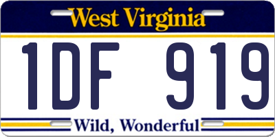 WV license plate 1DF919