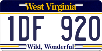 WV license plate 1DF920