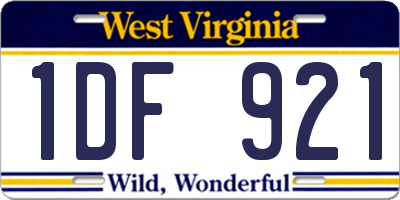 WV license plate 1DF921